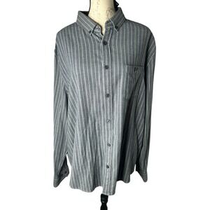Men's Express Soft Wash Button Up Shirt - Size XL NWT Gray &‎ White Striped
